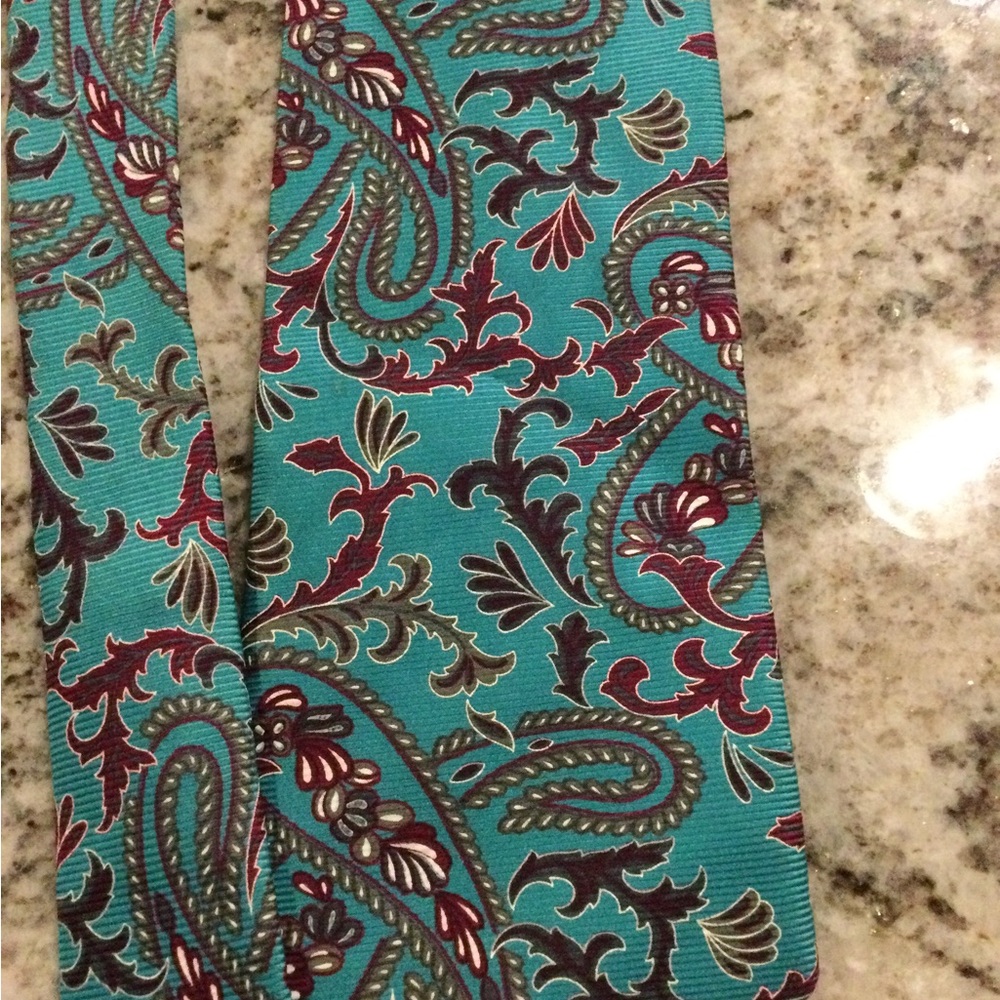 Dior Teal Paisley Tie with Burgundy and Olive Accents
